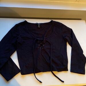 Forever 21 black lace up crop top, size S